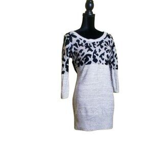 Knit Animal Print Sweater Mini Dress sz s
